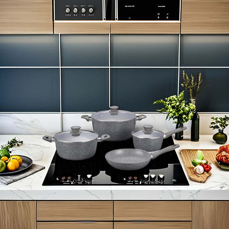 Grey Marble Soft Touch Cooking Pans Forged Cookware