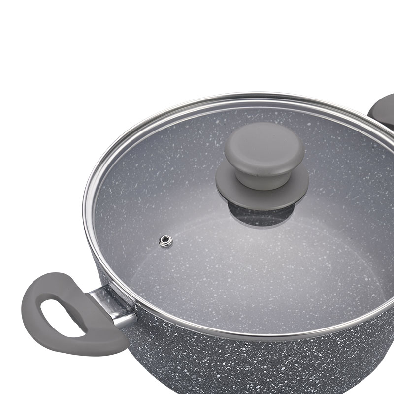 Grey Marble Soft Touch Cooking Pans Forged Cookware
