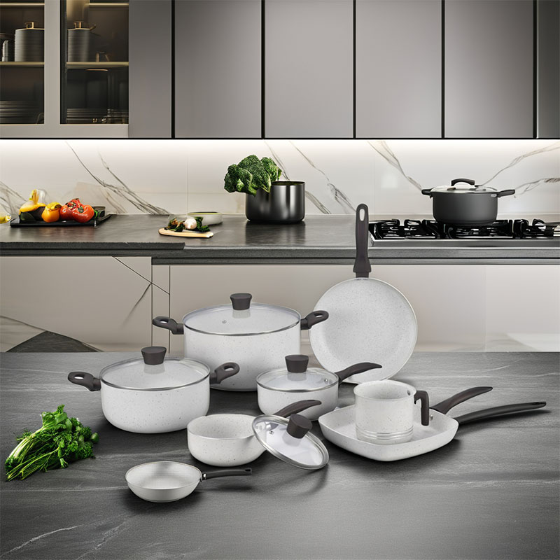 Grey Home Pan Non Stick Pressed Cookware with Lid