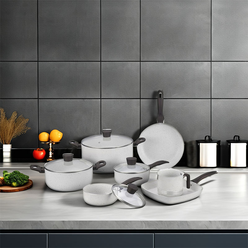 Grey Home Pan Non Stick Pressed Cookware with Lid