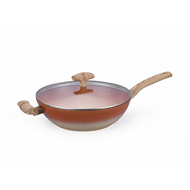 Pot Set Non Stick Coating Forged Cookware with Wood Grain