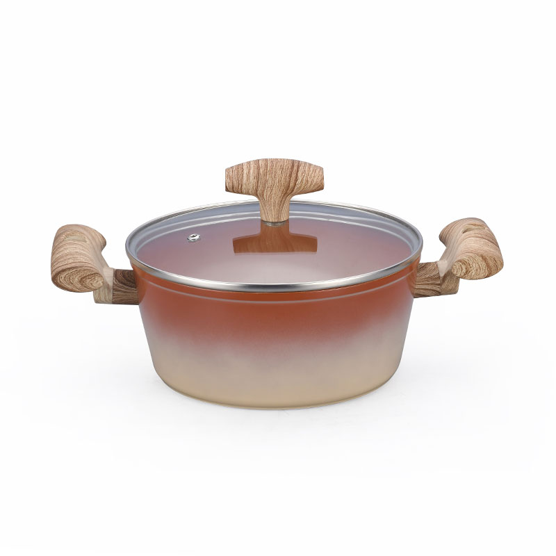 Pot Set Non Stick Coating Forged Cookware with Wood Grain
