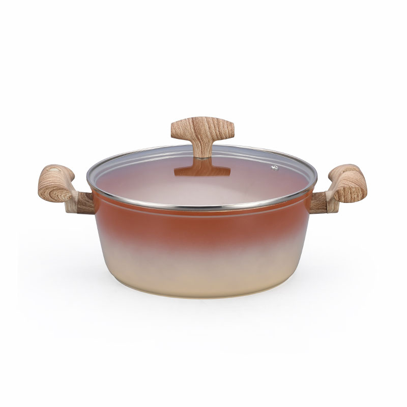 Pot Set Non Stick Coating Forged Cookware with Wood Grain