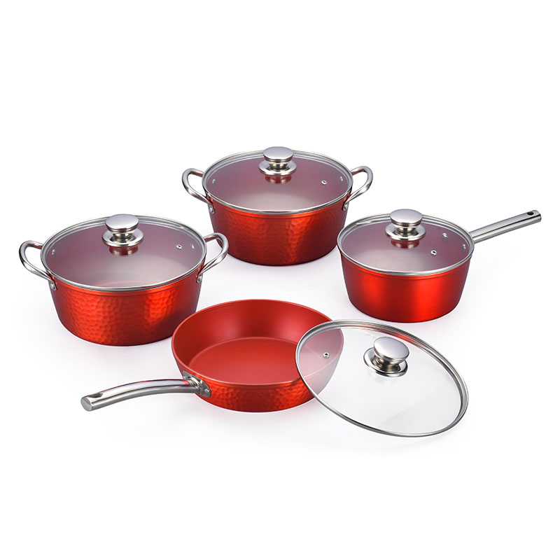 Hammered Stainless Steel Pots And Pans Set Forged Cookware