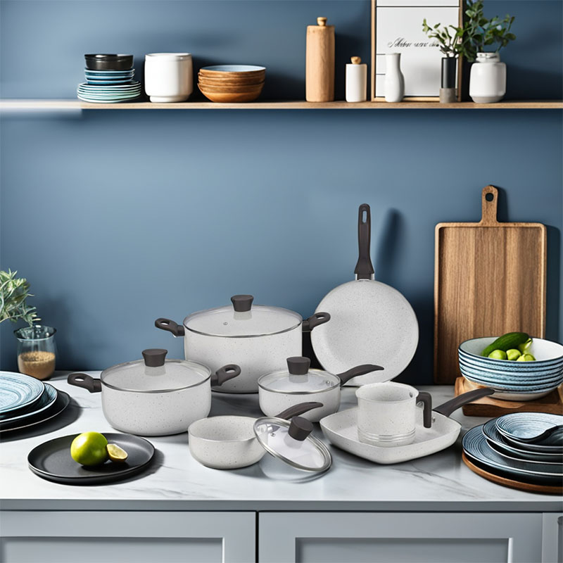 Grey Home Pan Non Stick Pressed Cookware with Lid