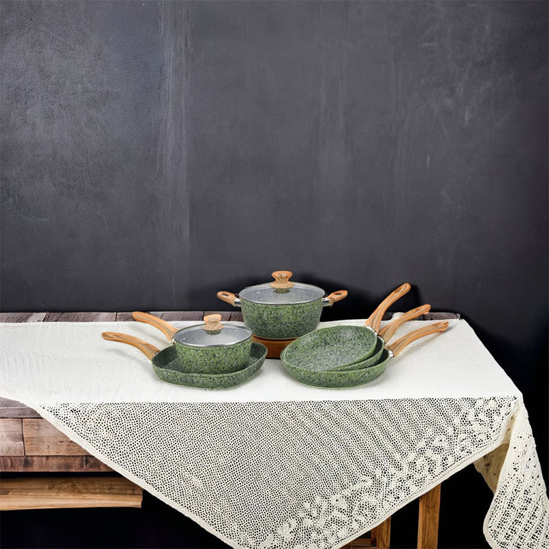 Marble Forged Non Stick Cookware with Wood Grain