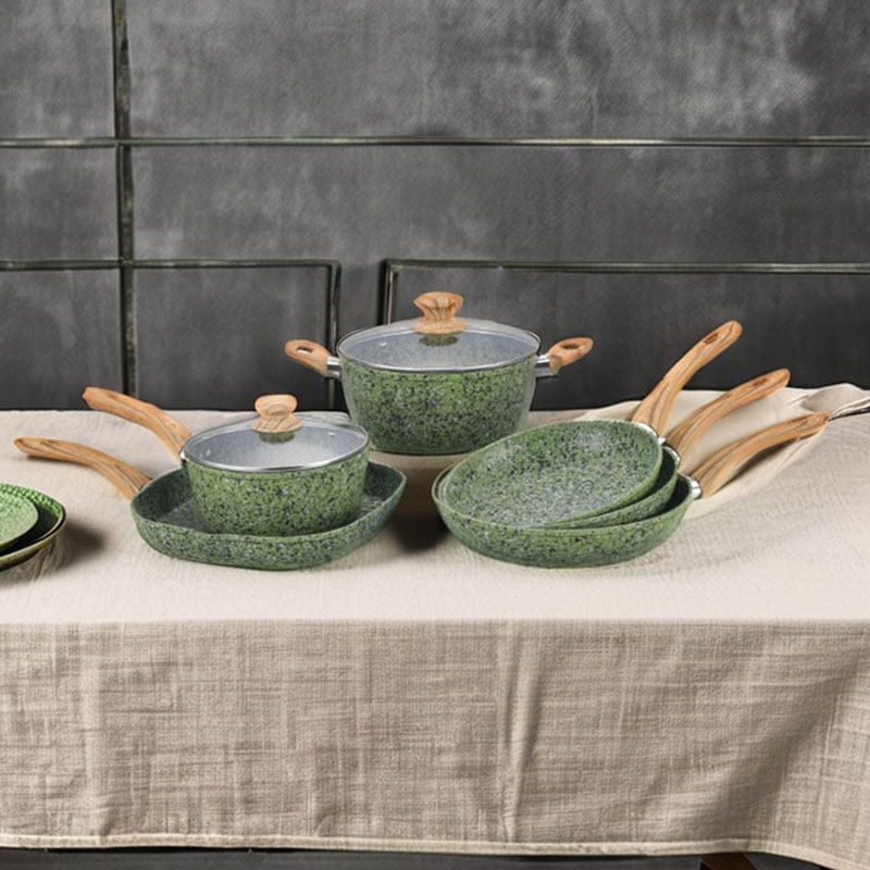 Marble Forged Non Stick Cookware with Wood Grain