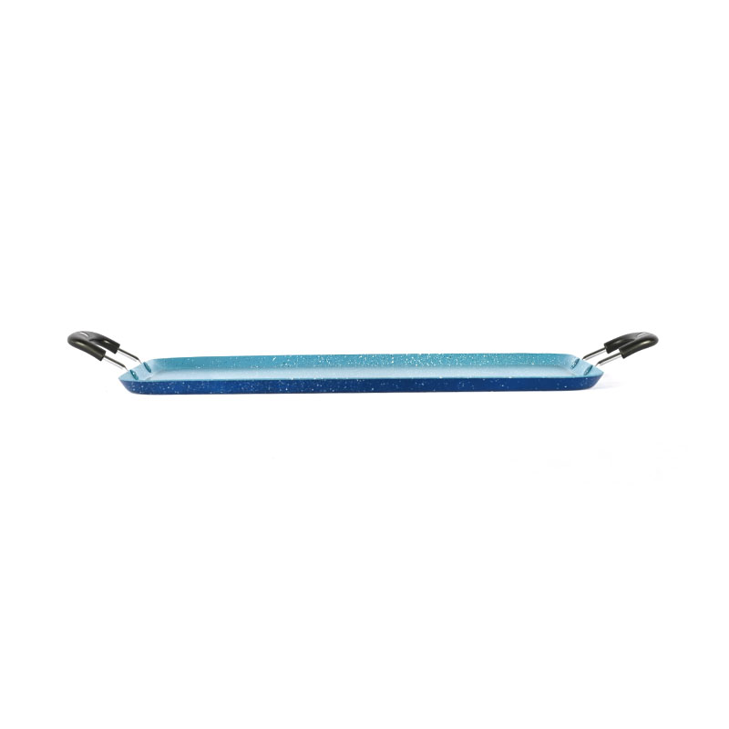 Marble Rectangular Pan Cookware with Metal Handle