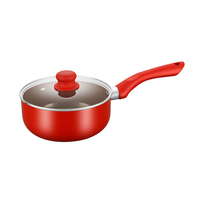 Red Set Pot Pressed Cookware with Glass Lids