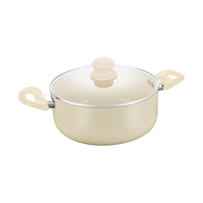 Beige Set Pot Pressed Cookware with Detachable Handle