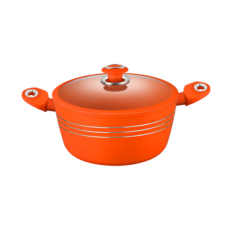Orange Ceramic Pots And Pans Nonstick Forged Cookware Set