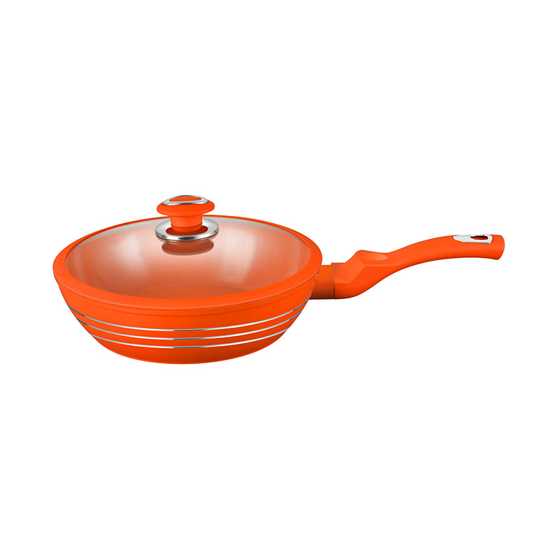 Orange Ceramic Pots And Pans Nonstick Forged Cookware Set