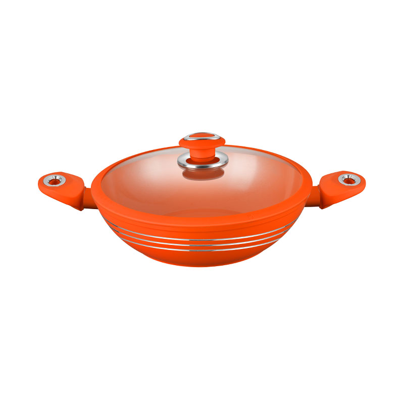 Orange Ceramic Pots And Pans Nonstick Forged Cookware Set