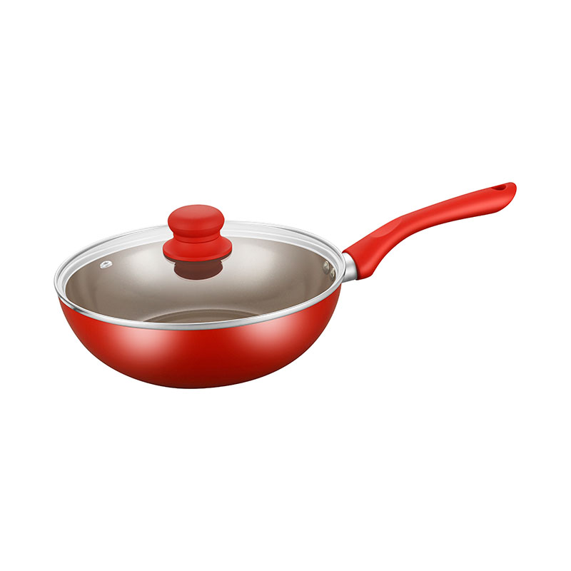 Red Set Pot Pressed Cookware with Glass Lids