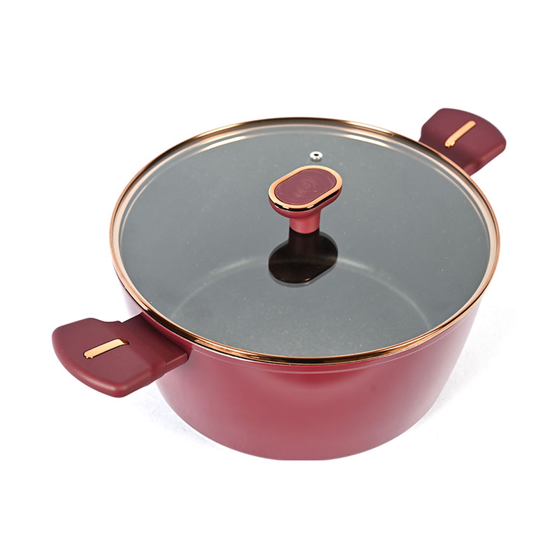 Telamon Burgundy Cookware Set with Golden Edge Accessories