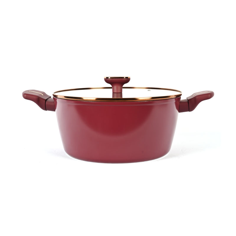 Telamon Burgundy Cookware Set with Golden Edge Accessories