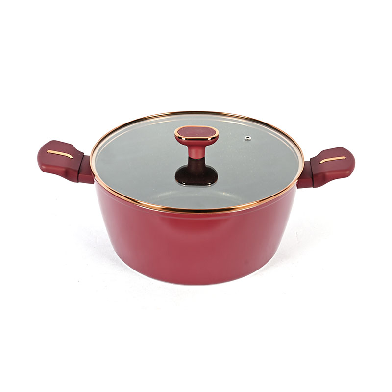 Telamon Burgundy Cookware Set with Golden Edge Accessories