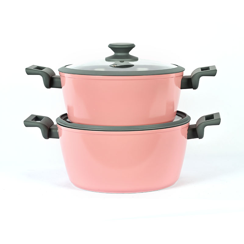 Telamon Pink & Grey Chic Ceramic Coating Forged Cookware Set