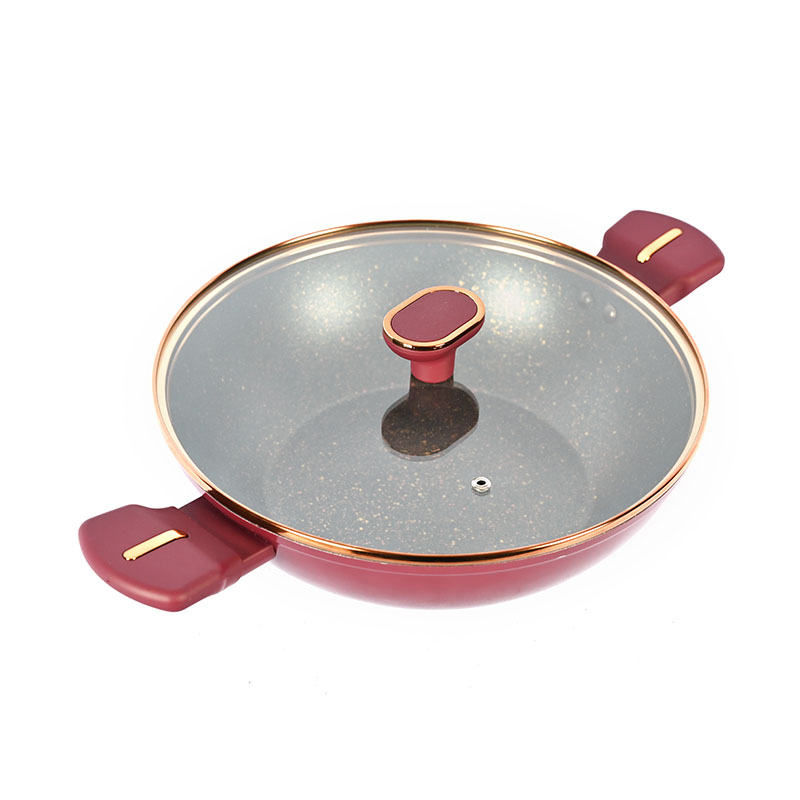 Telamon Burgundy Cookware Set with Golden Edge Accessories