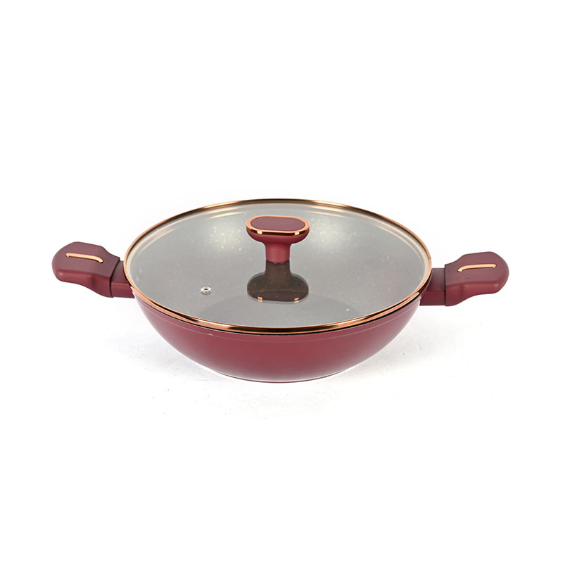 Telamon Burgundy Cookware Set with Golden Edge Accessories