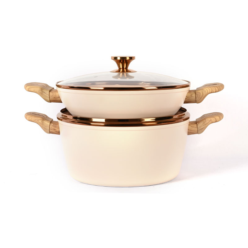Telamon Beige Cookware Set with Golden Edge Accessories