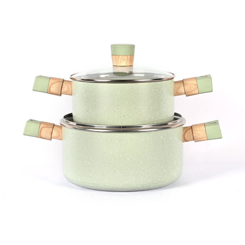 Telamon New Arrival Jade Marble Pressed Cookware Set