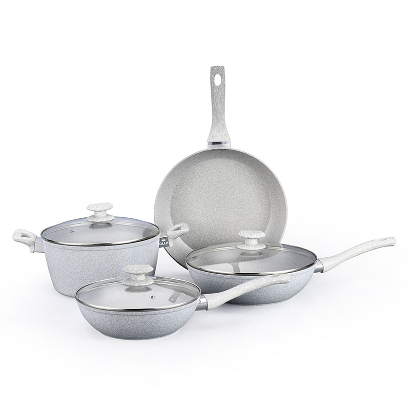 Telamon White Granite Forged Cookware Set