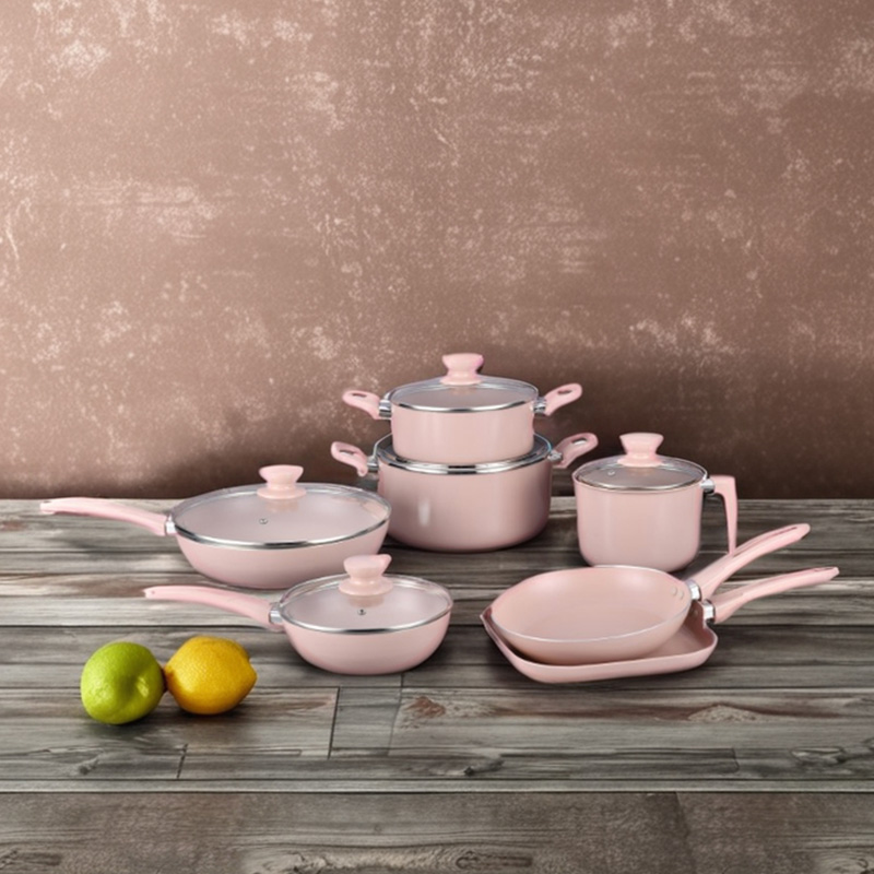 Telamon Pink Ceramic Coating Cookware Set