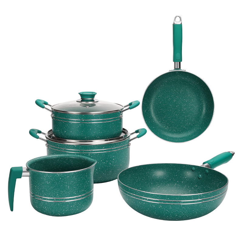 Telamon Classic Turquoise Marble Coating Cookware Set