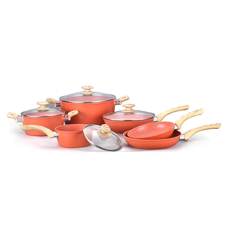 Telamon Tangerine Marble Coating Cookware Set